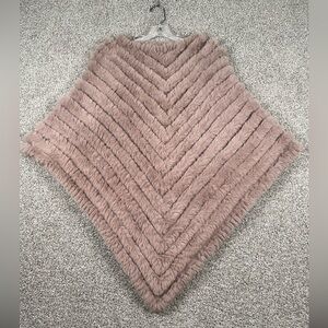 Love Token Faux Fur &‎ Knit Taupe Poncho Wrap Shall Womens Size XS/S Soft NWT
